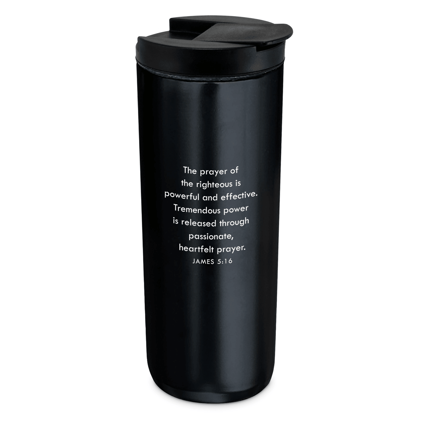 Inspirational 20Oz Black Tumbler With Prayer Changes Things Design