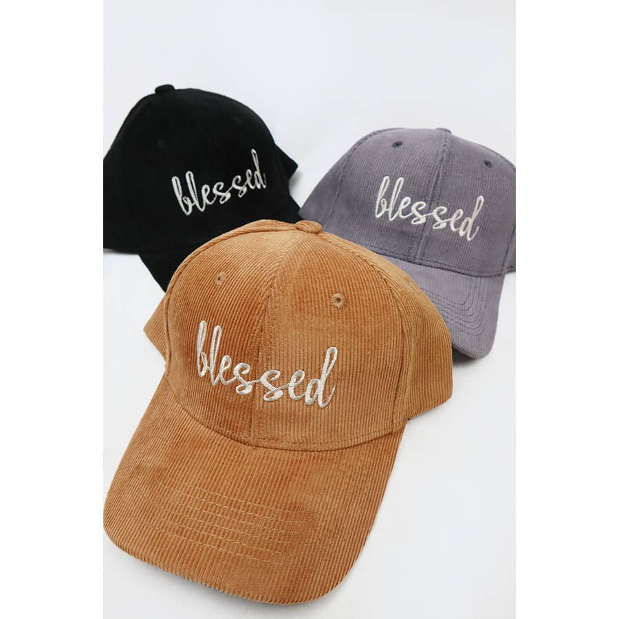 Blessed Embroidered Corduroy Baseball Caps