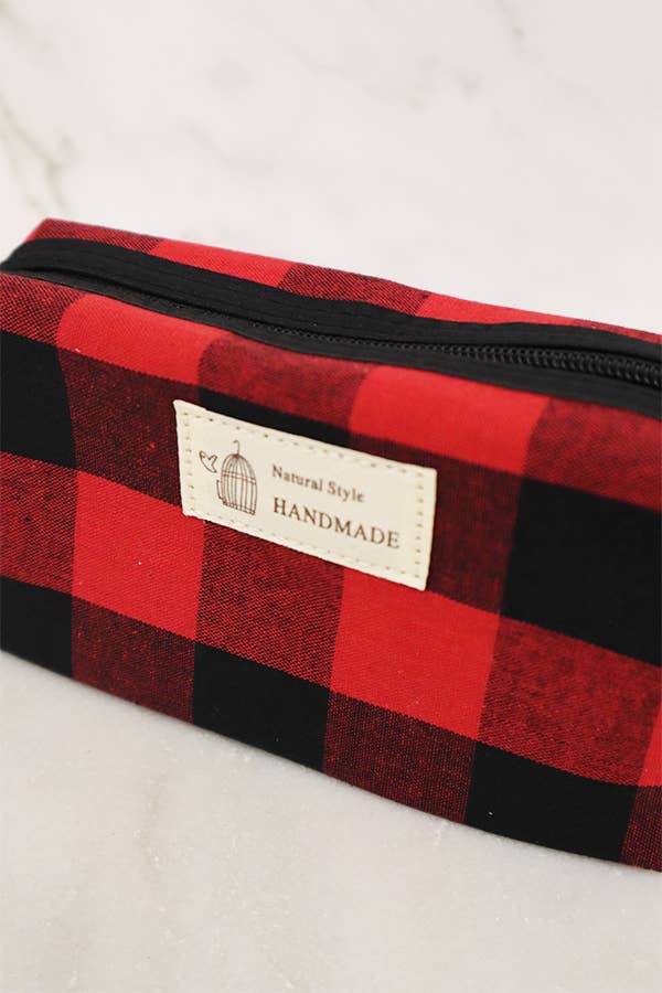 PLAID ZIPPER COSMETIC BAG