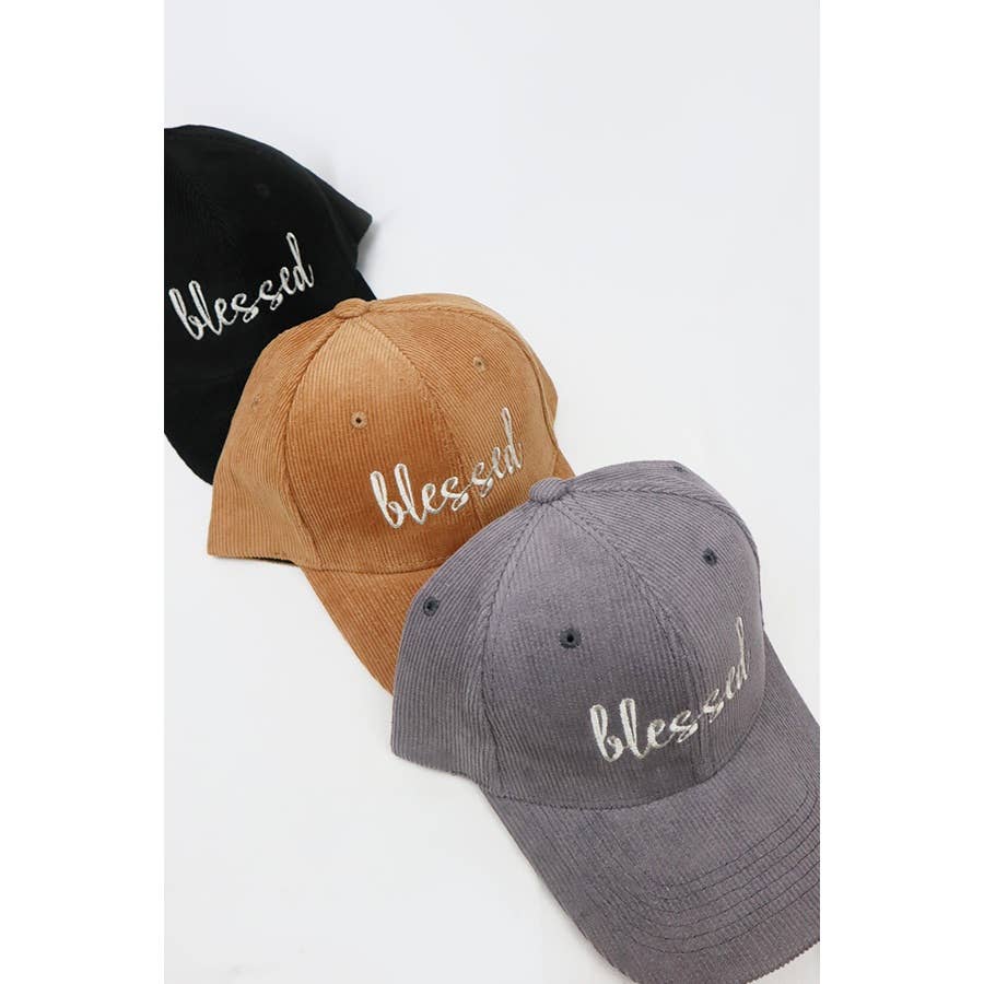 Blessed Embroidered Corduroy Baseball Caps