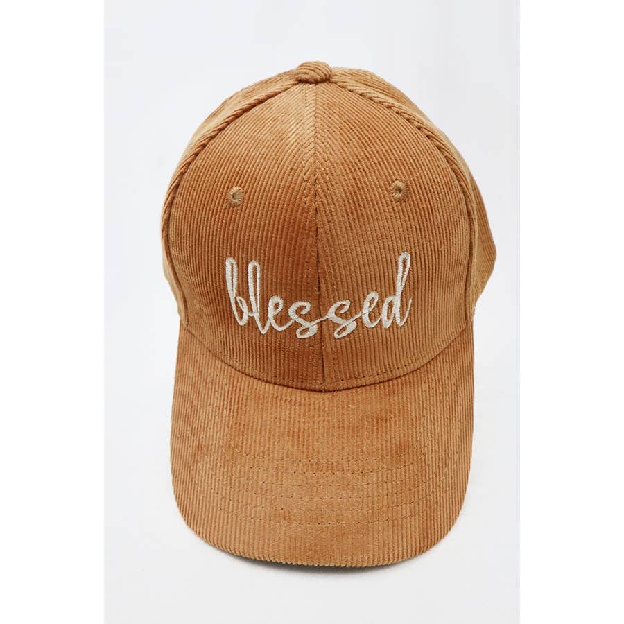 Blessed Embroidered Corduroy Baseball Caps
