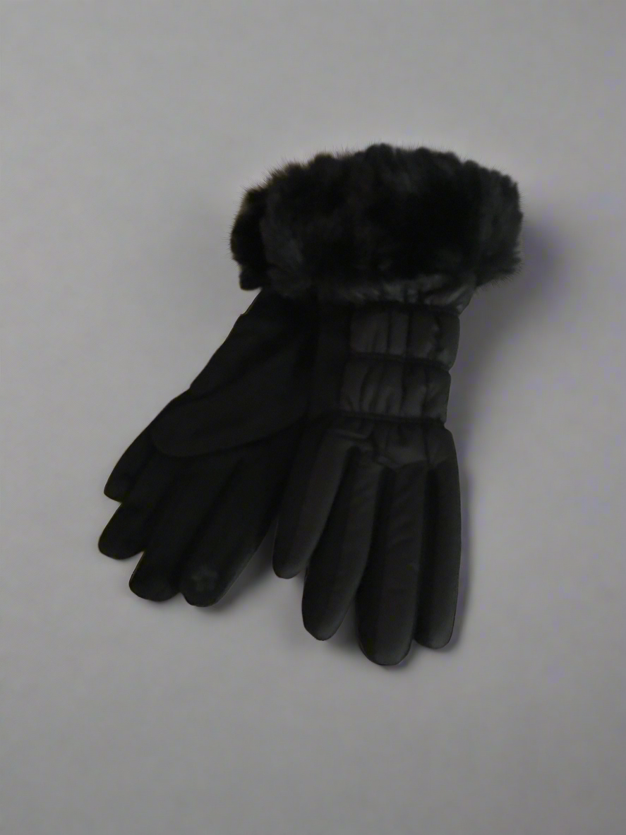 Ladies black Gloves with Fuzzy wrists