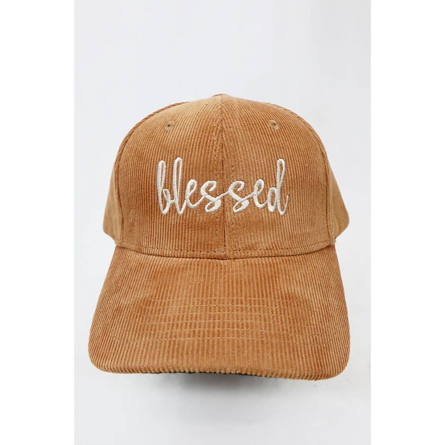 Blessed Embroidered Corduroy Baseball Caps
