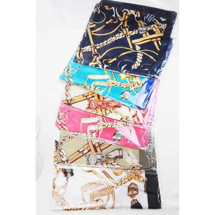 Satin Chain Belt Print Scarf