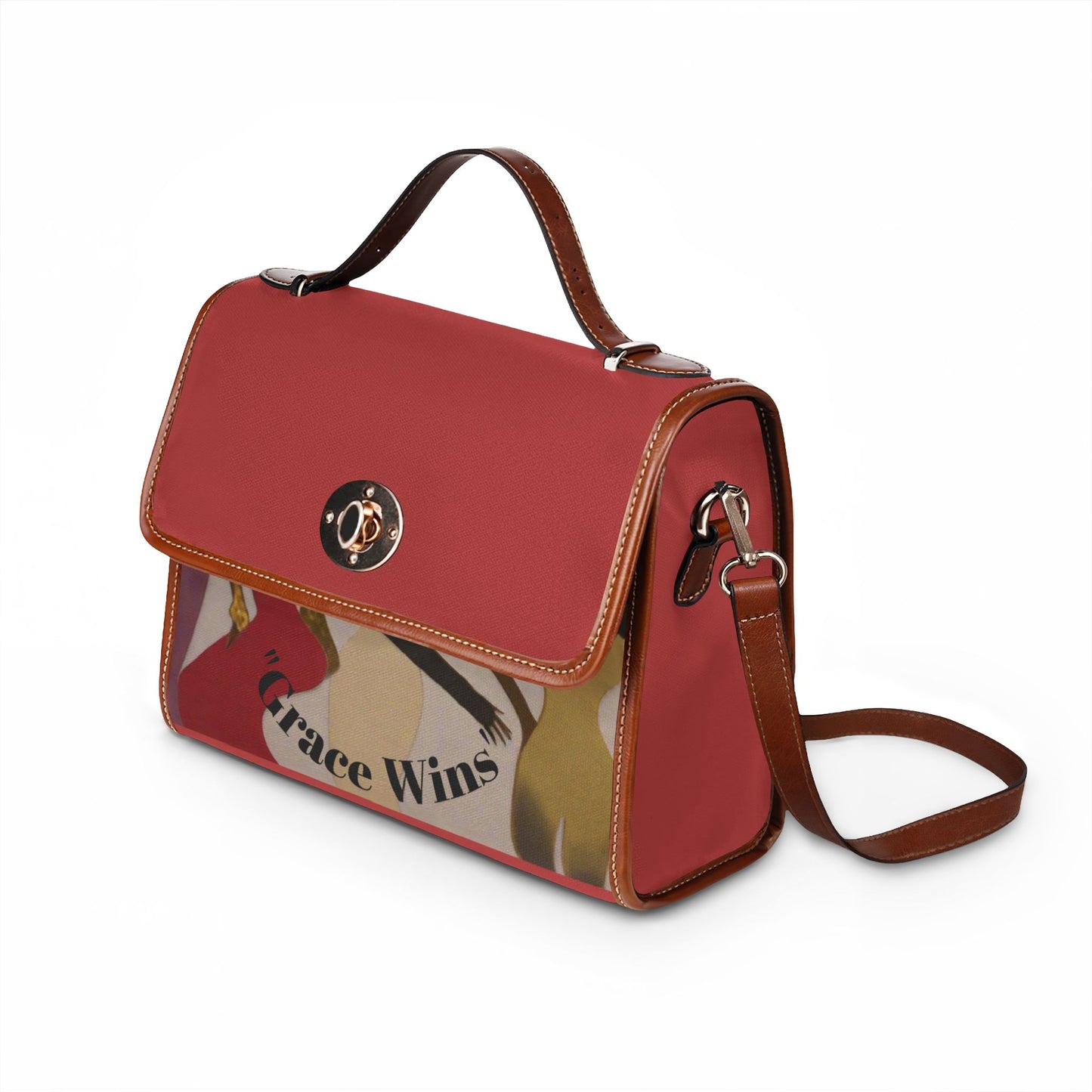 Waterproof Canvas Handbag — 'Grace Wins' Vintage Silhouette Tote