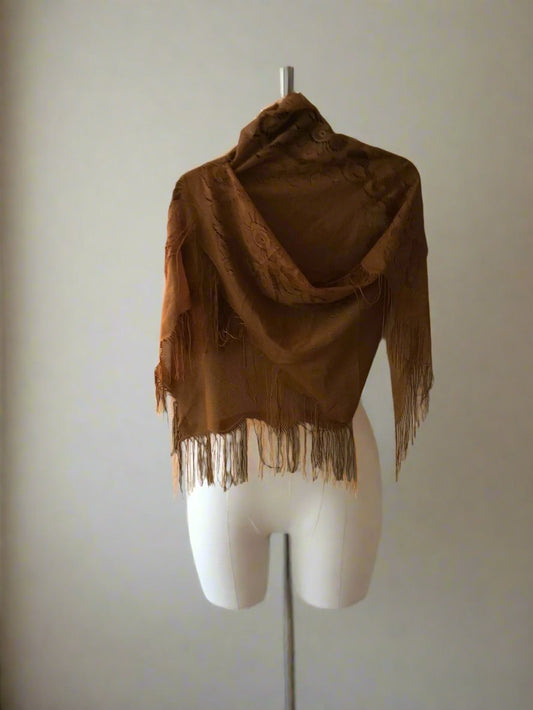 Brown Women’s Fringed Shawl