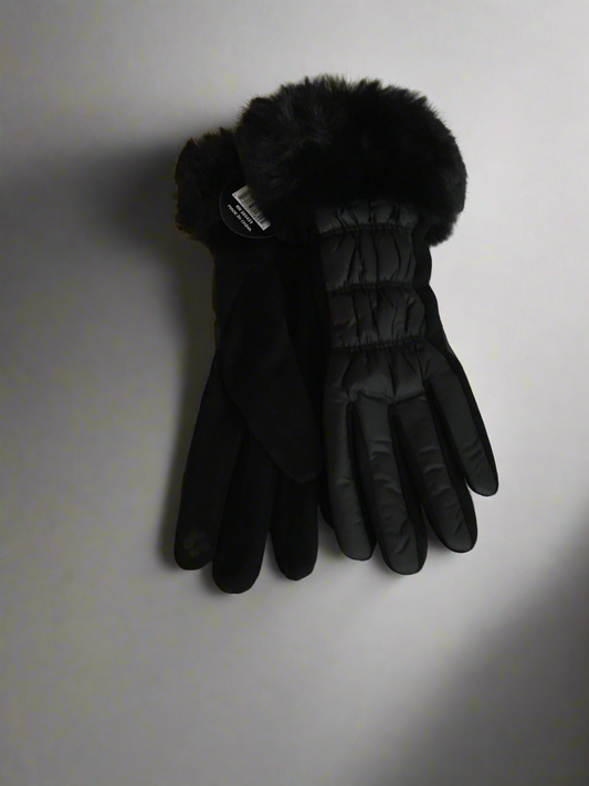 Ladies black Gloves with Fuzzy wrists