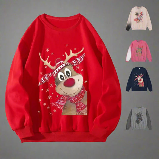 Sweatshirts Long Sleeve Printing Christmas Elk
