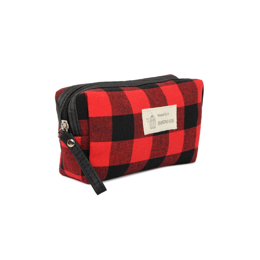 PLAID ZIPPER COSMETIC BAG