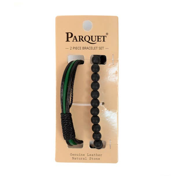 Green-Black Two Piece Bracelet Set for Men