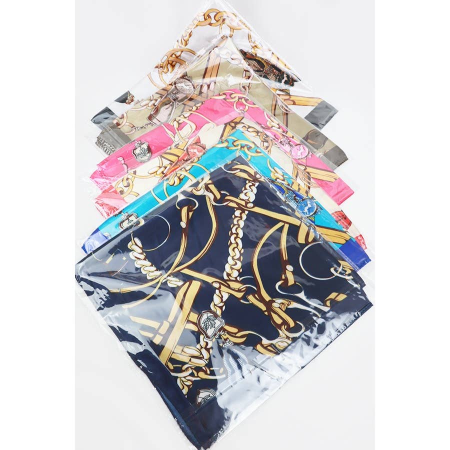 Satin Chain Belt Print Scarf
