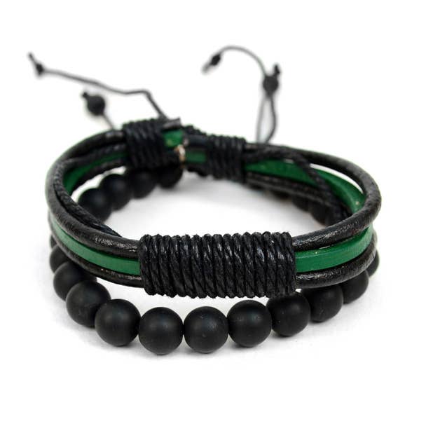 Green-Black Two Piece Bracelet Set for Men