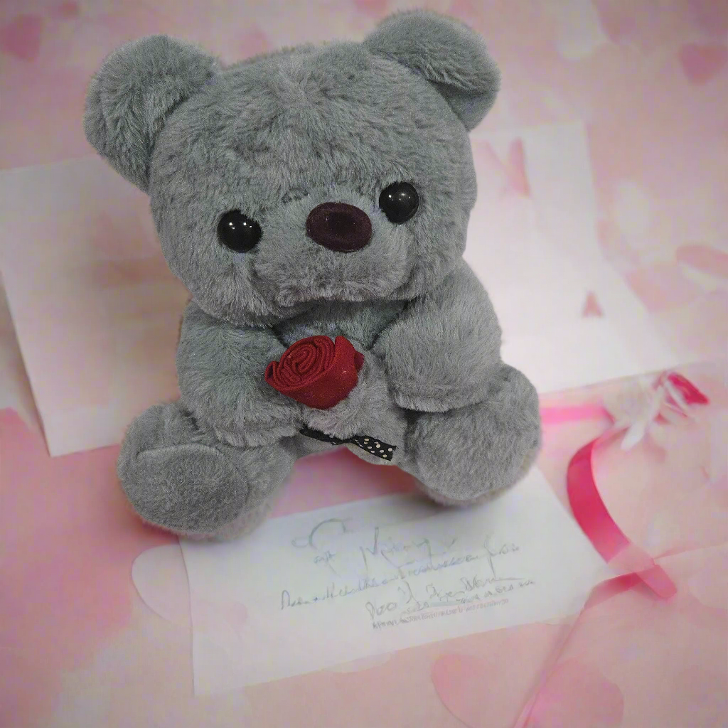 Valentine's Teddy Holding Rose~comes with Gift Box