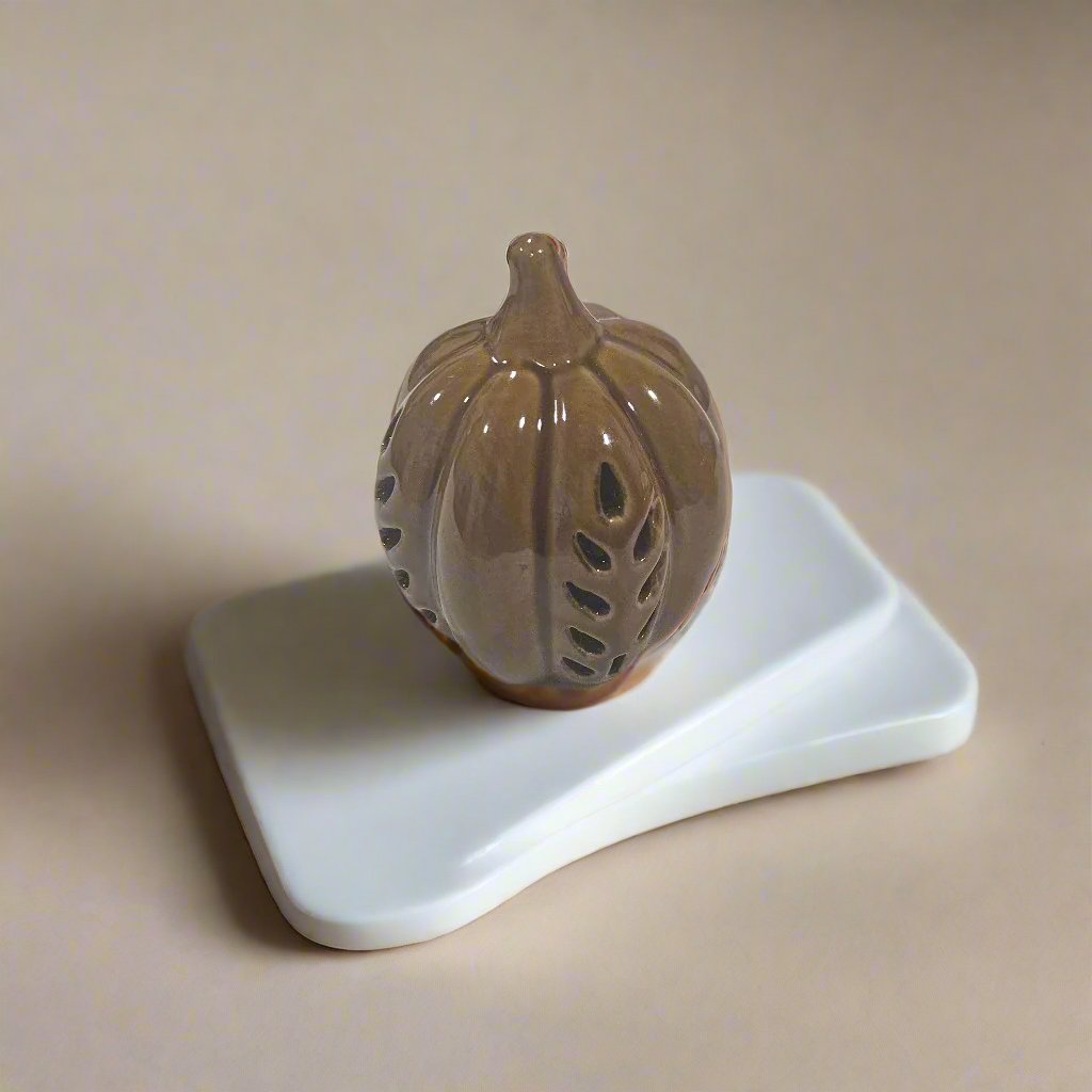 Lighted decorative ceramic pumpkin