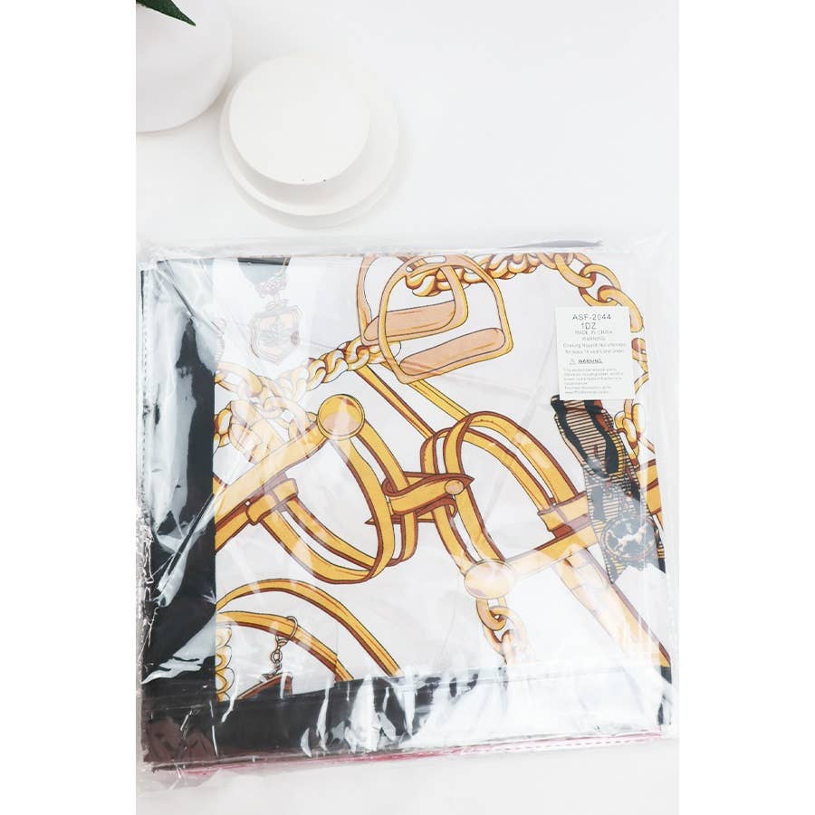 Satin Chain Belt Print Scarf