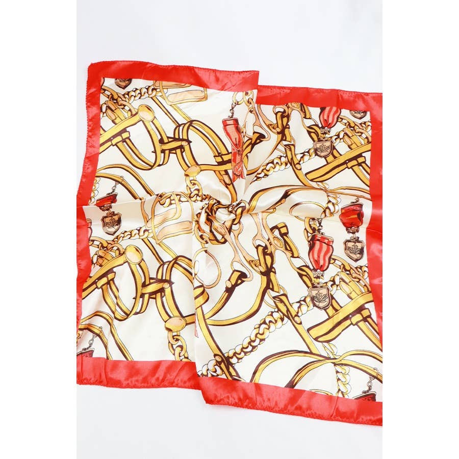 Satin Chain Belt Print Scarf