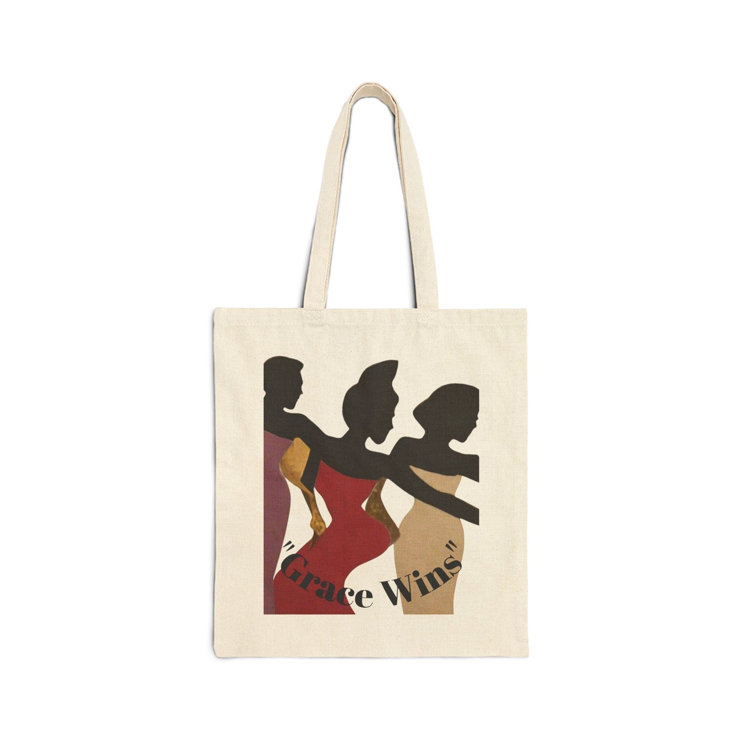Tote Bag — "Grace Wins" Silhouette Canvas Tote (Empowerment, Melanin Pride)