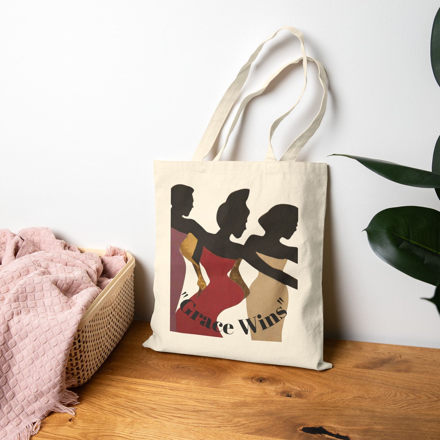 Tote Bag — "Grace Wins" Silhouette Canvas Tote (Empowerment, Melanin Pride)