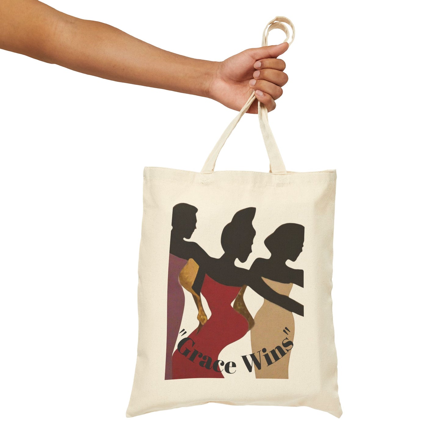 Tote Bag — "Grace Wins" Silhouette Canvas Tote (Empowerment, Melanin Pride)
