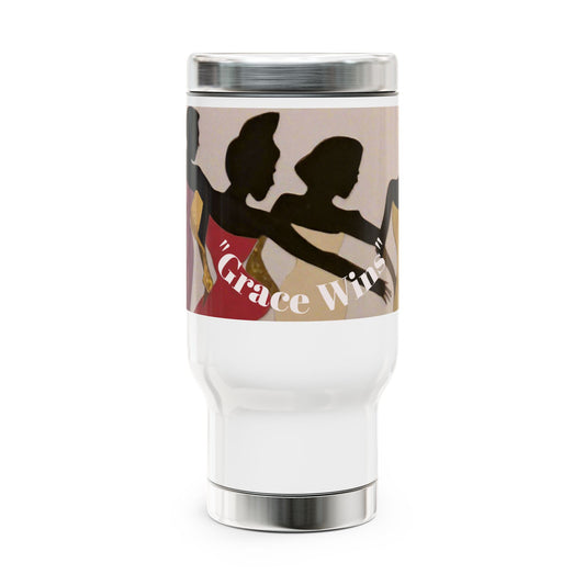 Grace Wins - Silhouettes Stainless Steel Travel Mug – 14oz Insulated Handle Tumbler (Empowerment Silhouette Design)