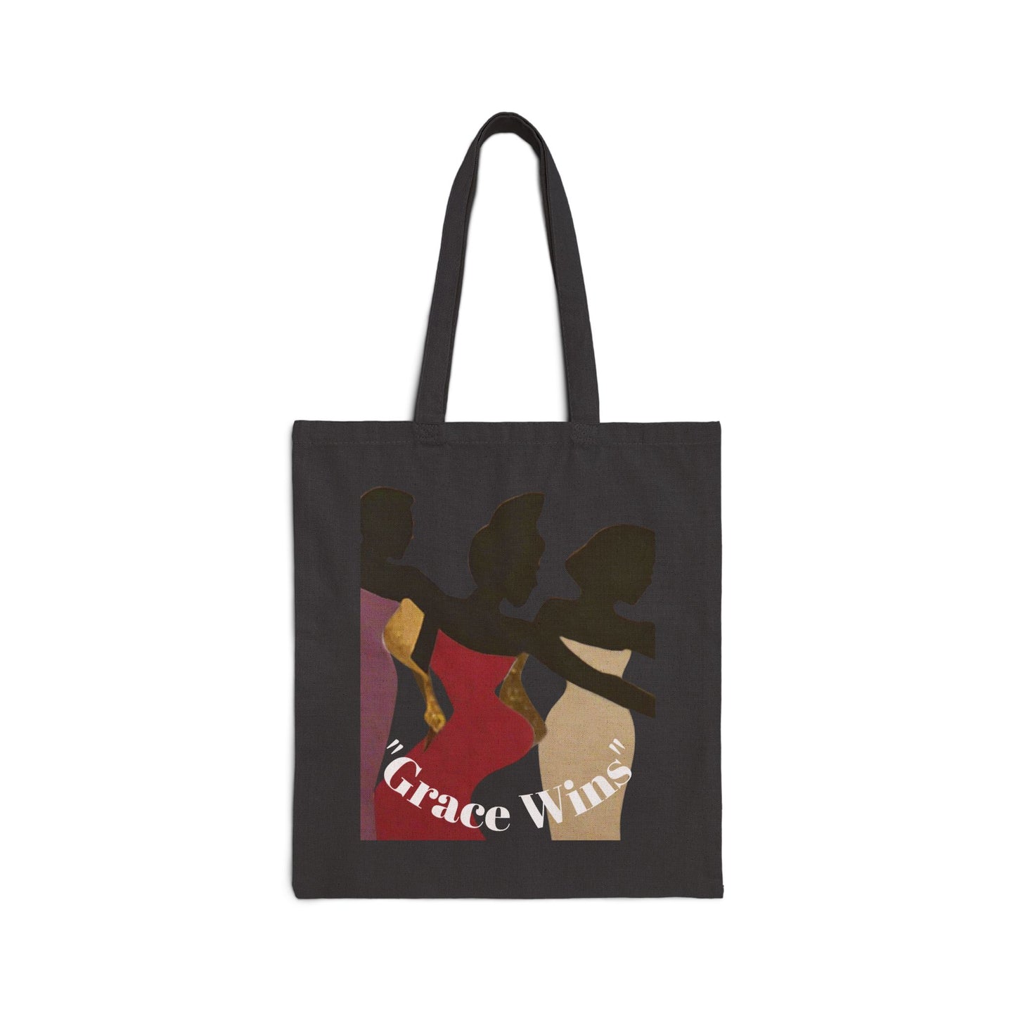 Tote Bag — "Grace Wins" Silhouette Canvas Tote (Empowerment, Melanin Pride)