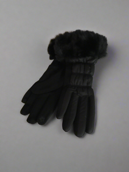 Ladies black Gloves with Fuzzy wrists