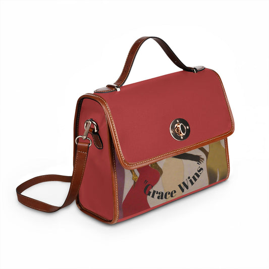 Waterproof Canvas Handbag — 'Grace Wins' Vintage Silhouette Tote