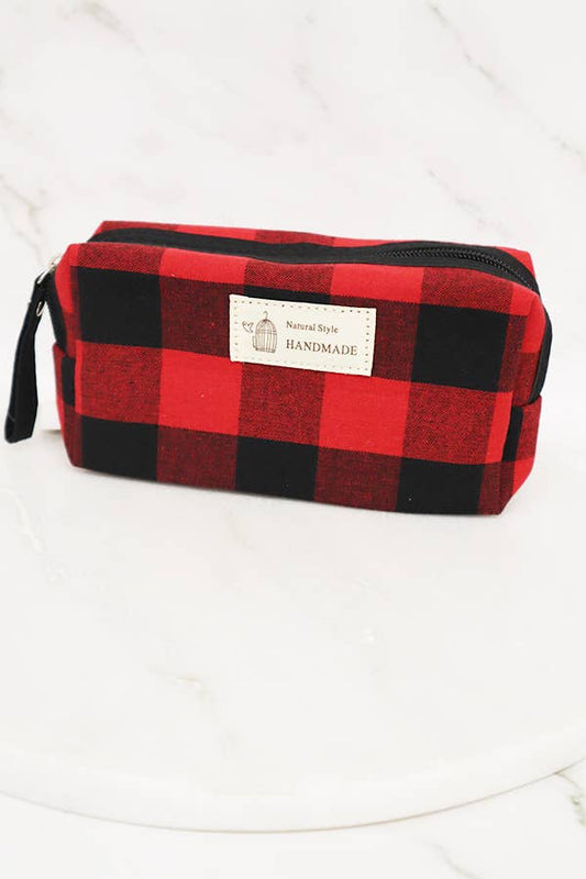 PLAID ZIPPER COSMETIC BAG