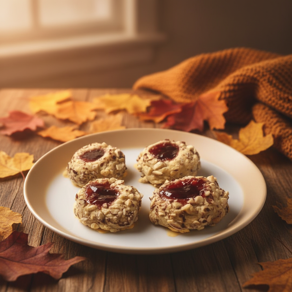 Raspberry Walnut Thumbprint Cookies