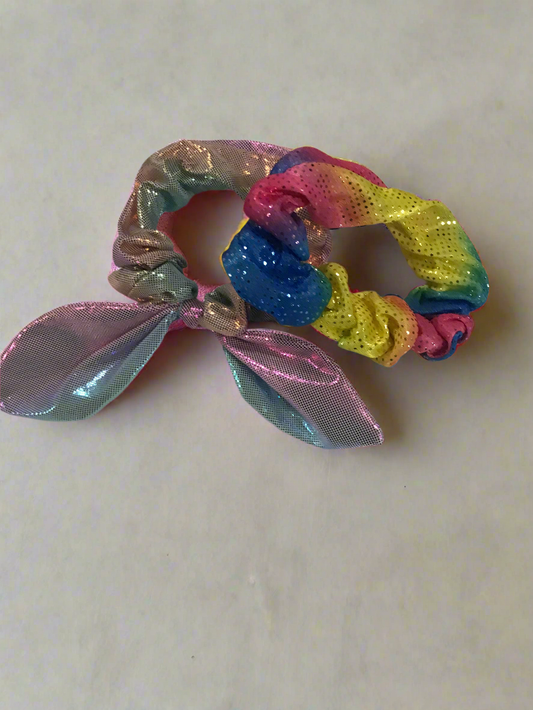 Pink multi colored pony tail holder