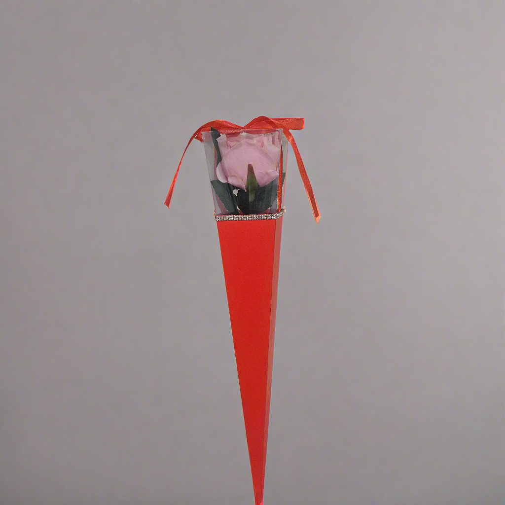 Valentine's Pink Single Rose Gift Set