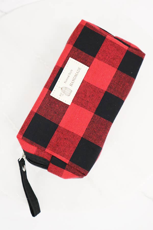 PLAID ZIPPER COSMETIC BAG