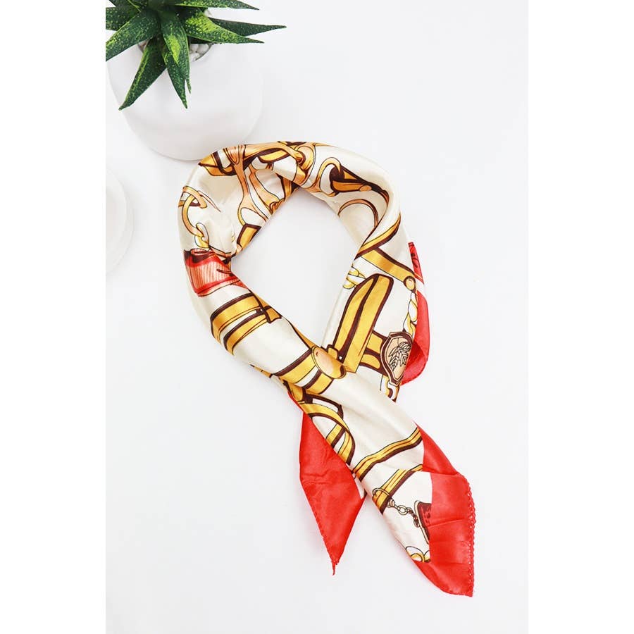 Satin Chain Belt Print Scarf