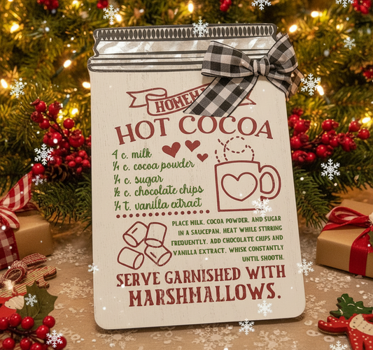 Festive Wooden Homemade Hot Chocolate Recipe.
